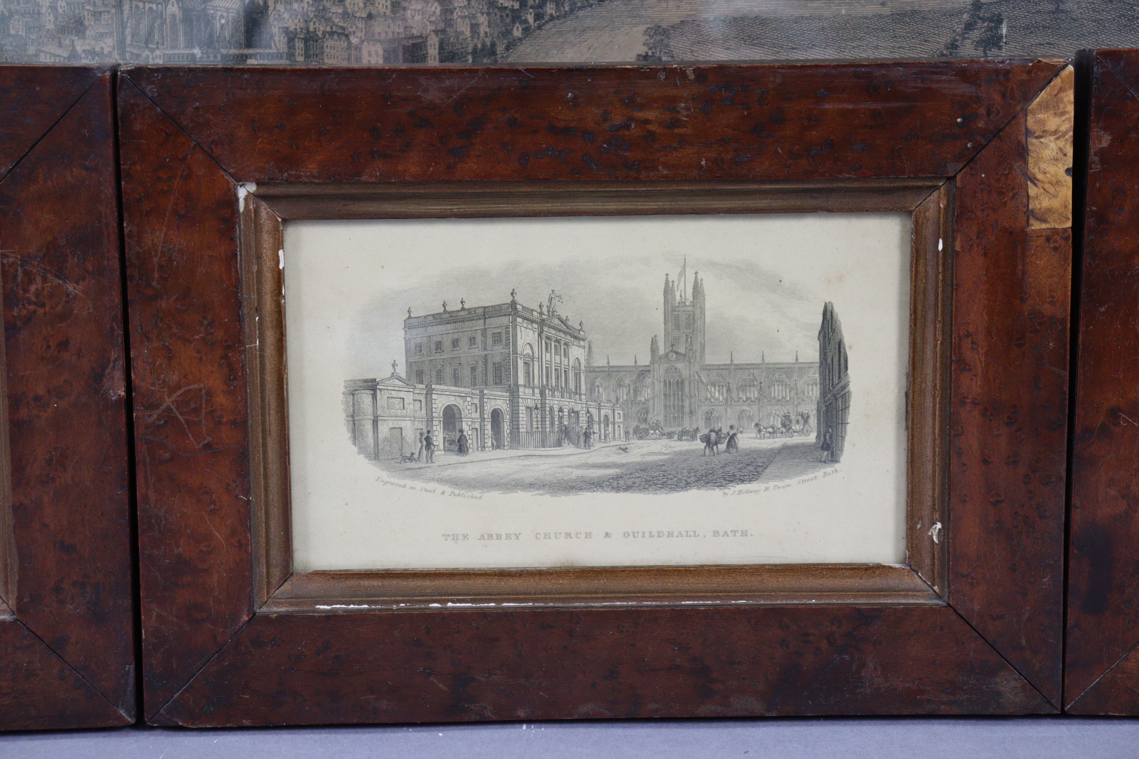 A set of ten 19th century black & white engravings of Bath views, 3¾” x 6¼”, in matching glazed - Image 10 of 11