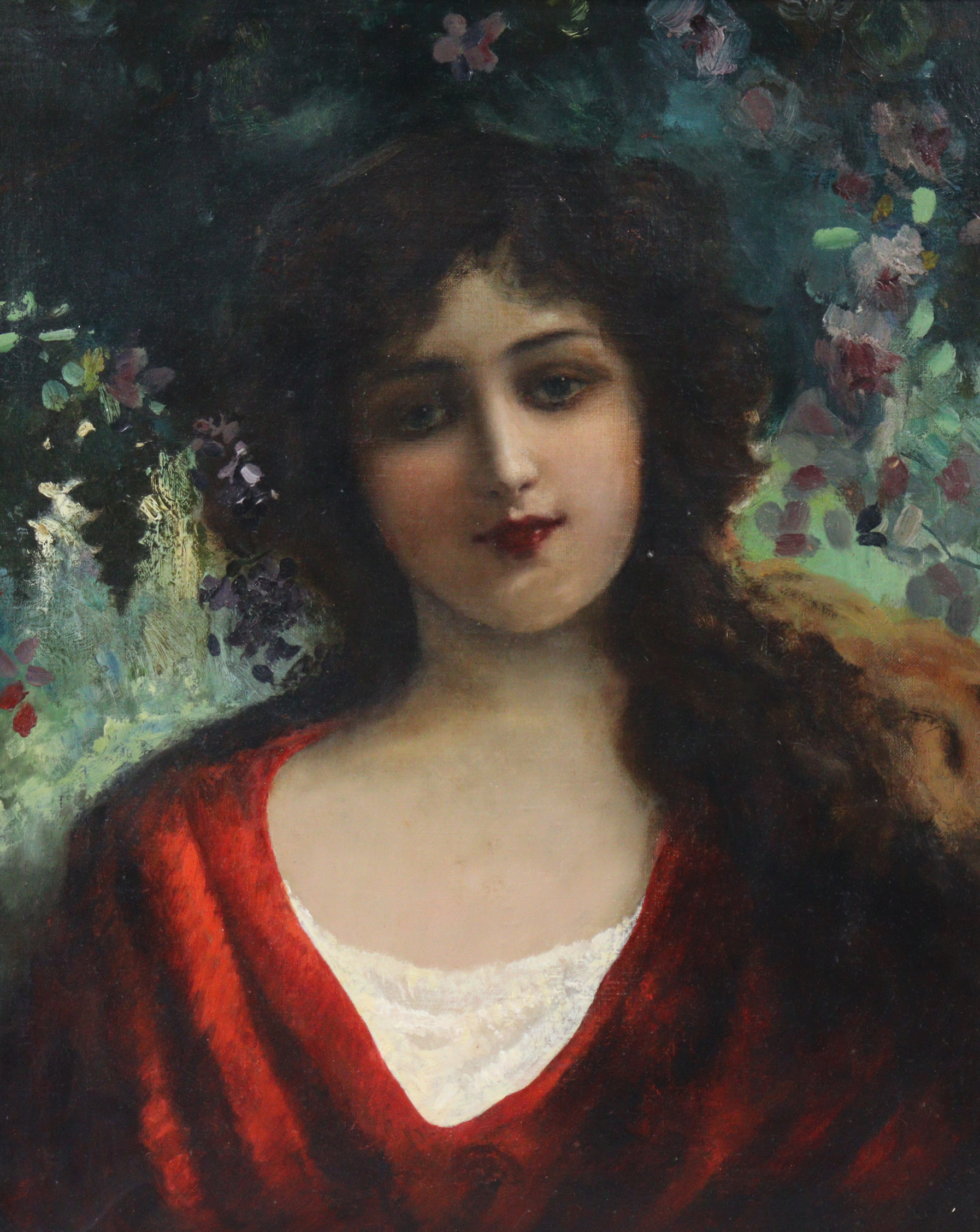 Attr. to ARNALDO de LISIO (1869-1949) Portrait of an Italian beauty in a landscape; head &