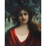 Attr. to ARNALDO de LISIO (1869-1949) Portrait of an Italian beauty in a landscape; head &