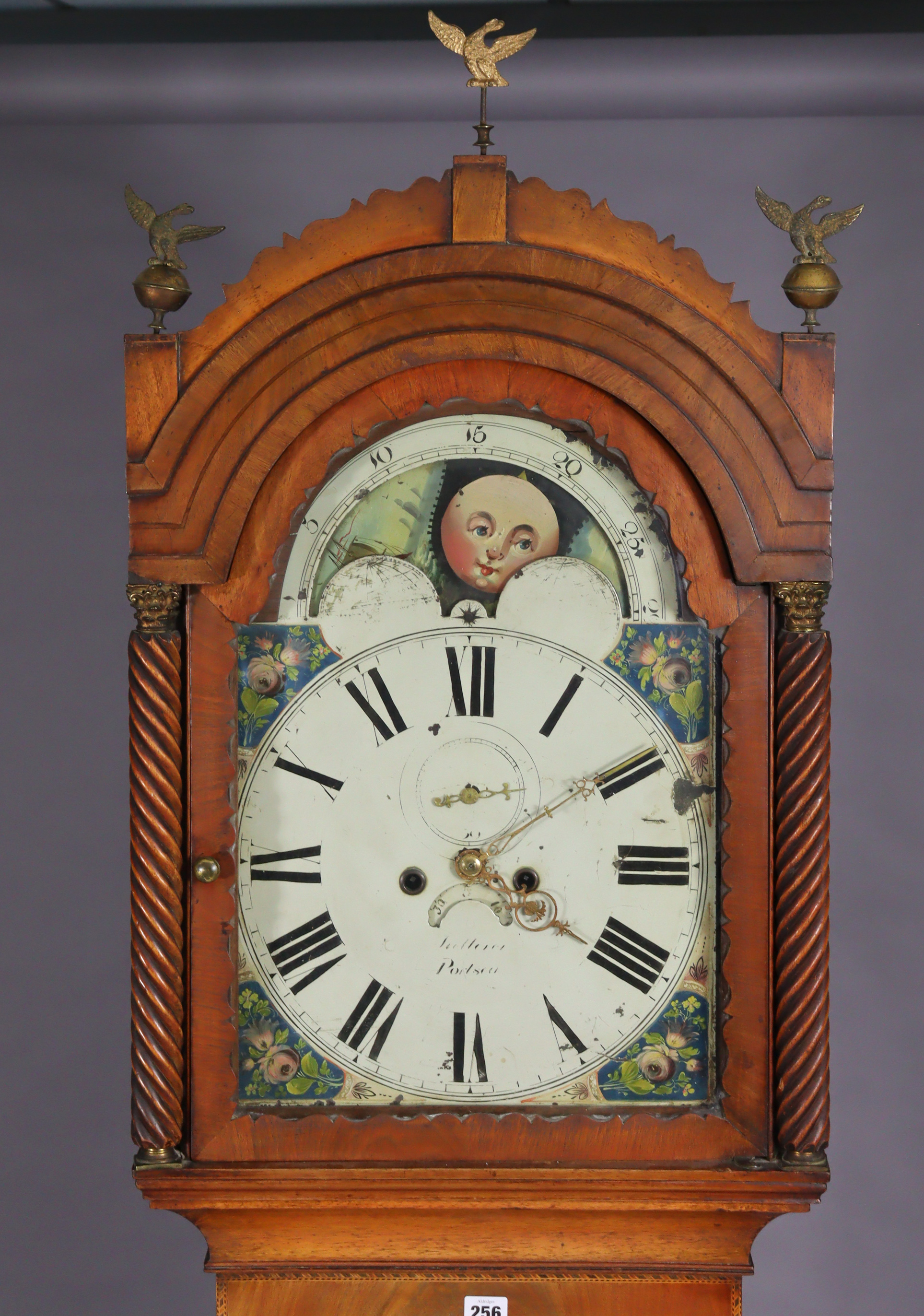An early 19th century longcase clock, the 14” painted dial with moon-phase, inscribed “Portsea” ( - Image 2 of 5