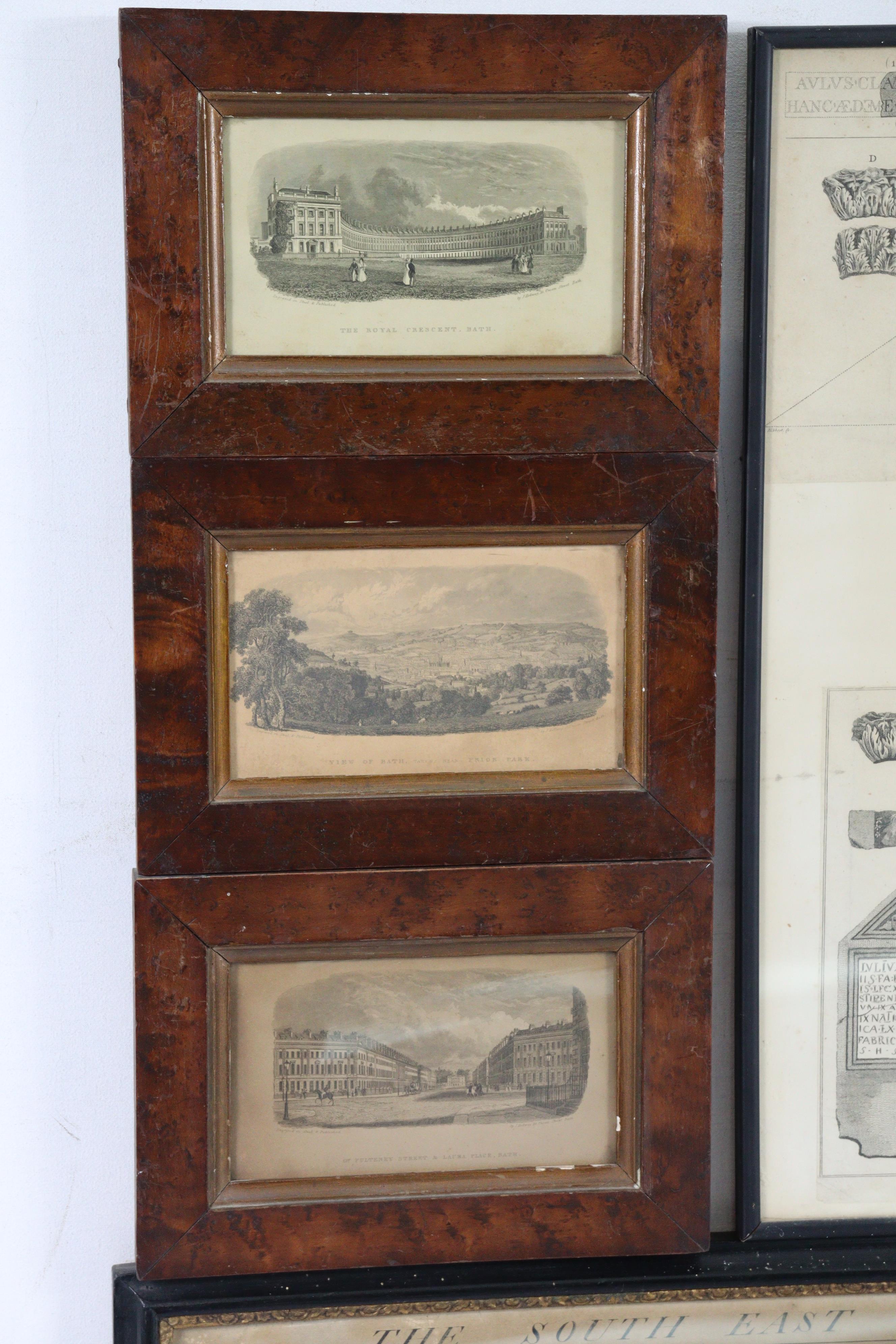 A set of ten 19th century black & white engravings of Bath views, 3¾” x 6¼”, in matching glazed - Image 6 of 11