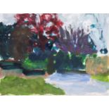 PETER JOHN WELLS (b. 1958) “Canal, Sydney Gardens, 1982”, oil & acrylic on paper, inscribed verso,