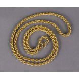 An 18ct gold rope-twist necklace, 28” long. (19g)