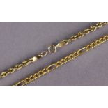 A 9ct gold necklace of flattened curb links at intervals, 15½” long (5g); & a 9ct gold rope-twist
