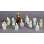 A group of nine Royal Worcester porcelain candle snuffers, including: “Budge", “Hush”, “Mandarin", "