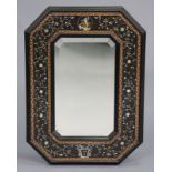 A late 19th/early 20th century Italian marquetry-inlaid rosewood rectangular wall mirror, with