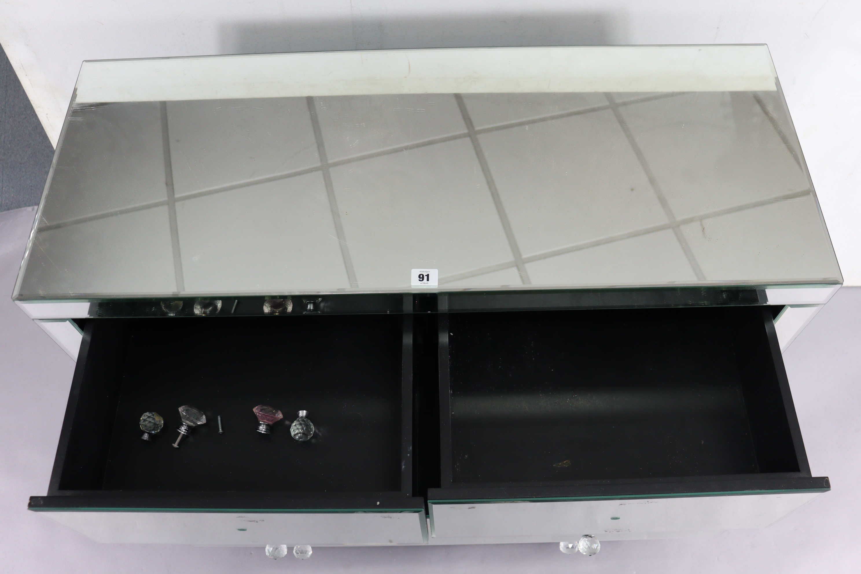 A mirrored dwarf chest fitted two short & two long drawers with faceted knob handles, 39¼” wide x - Image 3 of 6