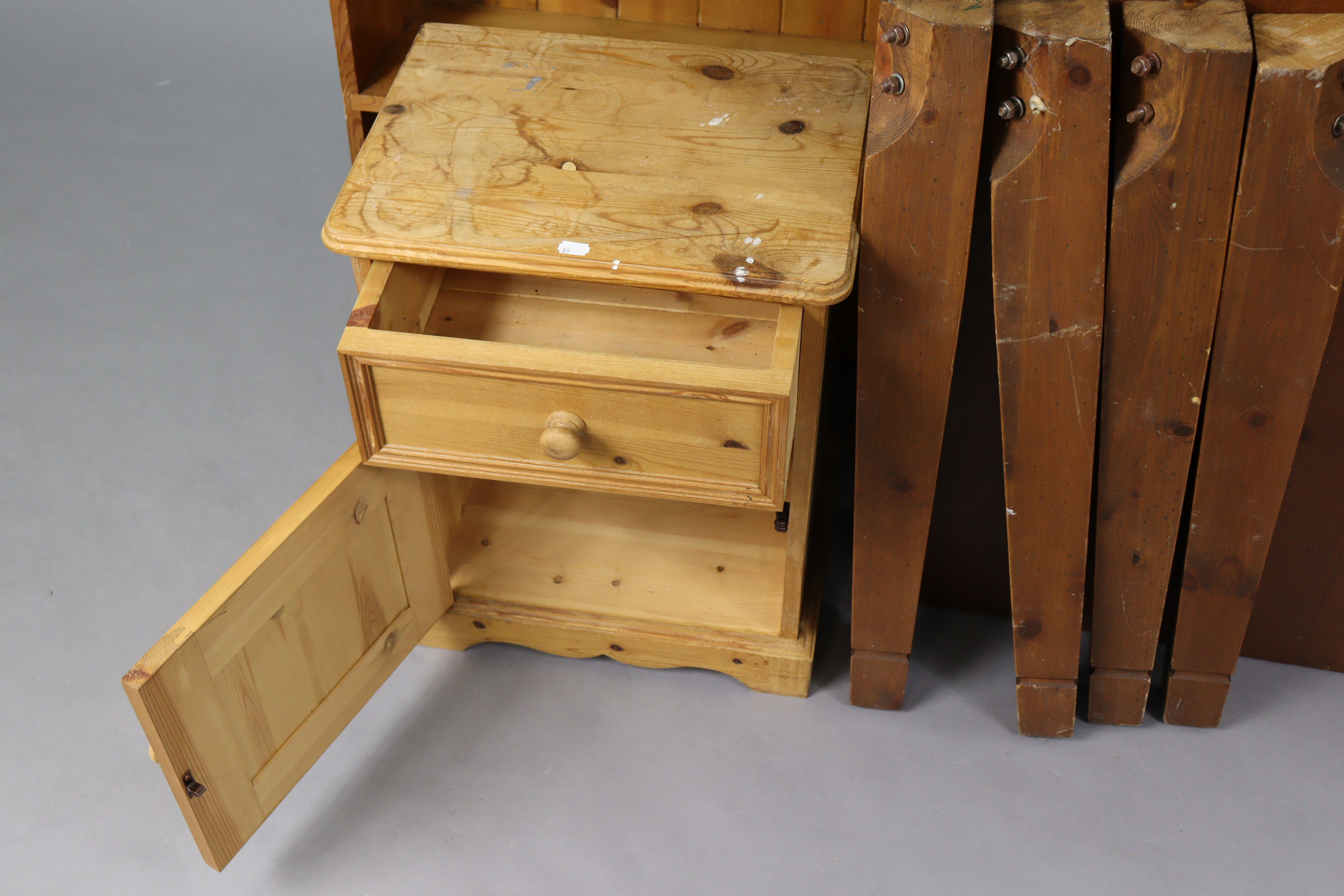 A pine kitchen table with a rectangular top, & on four square tapered legs, 48” wide x 30½” high; - Image 4 of 7