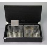 A canteen of David Mellor “Pride” pattern 76-piece part canteen of stainless-steel cutlery with silv