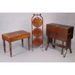 An Edwardian mahogany drop-leaf occasional table 23½” wide x 26” high; together with an Edwardian