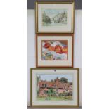 A watercolour painting titled “Cottages at Hyde Heath” signed A. G. Smith, 11¼”x15¾”, together