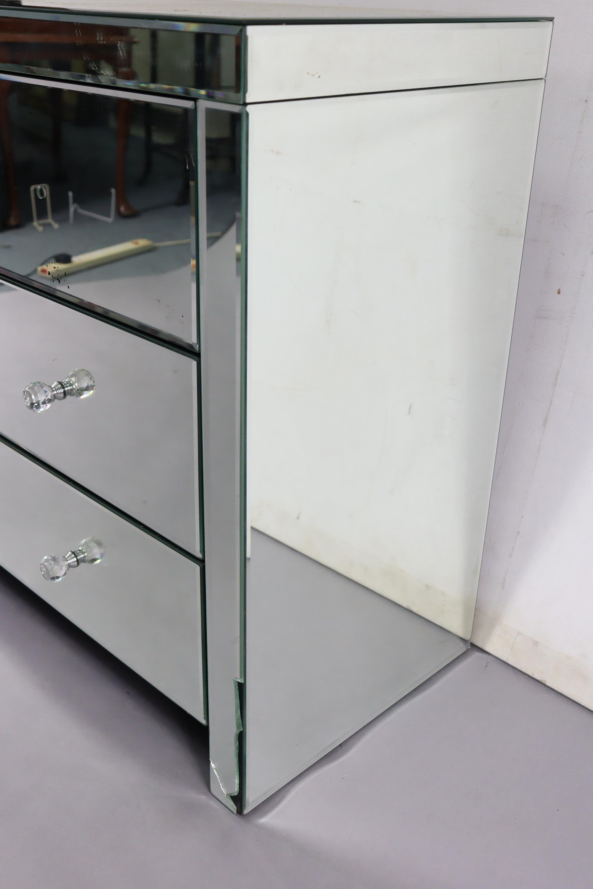 A mirrored dwarf chest fitted two short & two long drawers with faceted knob handles, 39¼” wide x - Image 6 of 6