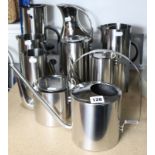 A Stelton of Denmark stainless-steel floral watering can; & nine various ditto flasks; vacuum