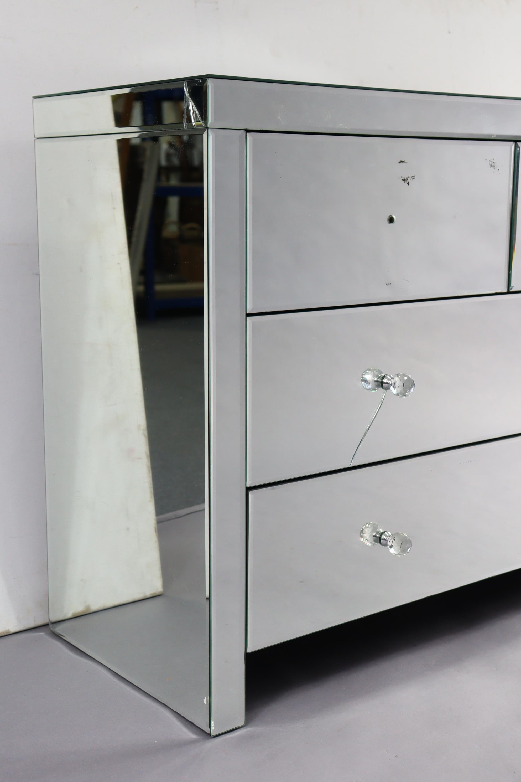 A mirrored dwarf chest fitted two short & two long drawers with faceted knob handles, 39¼” wide x - Image 5 of 6