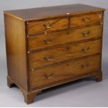 A Georgian mahogany chest fitted two short & three long graduated drawers with brass swing