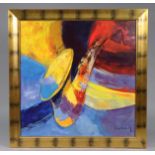 VASILE LEONDAR (b.1957) “Jazzy Tunes”, signed “Leondar” lower right, oil on canvas: 39½”x39½”, in pa