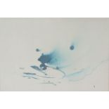 JOHN KEYS (Penzance, Contemporary) An abstract study in blue wash on card, 11” x 15½”, in large