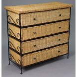 A wicker & wrought-iron chest fitted four long drawers, 39” wide x 36½” high; & a ditto occasional