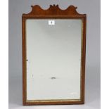 A Georgian-style mahogany frame rectangular wall mirror, 13½” x 21¾”; & two decorative pictures.