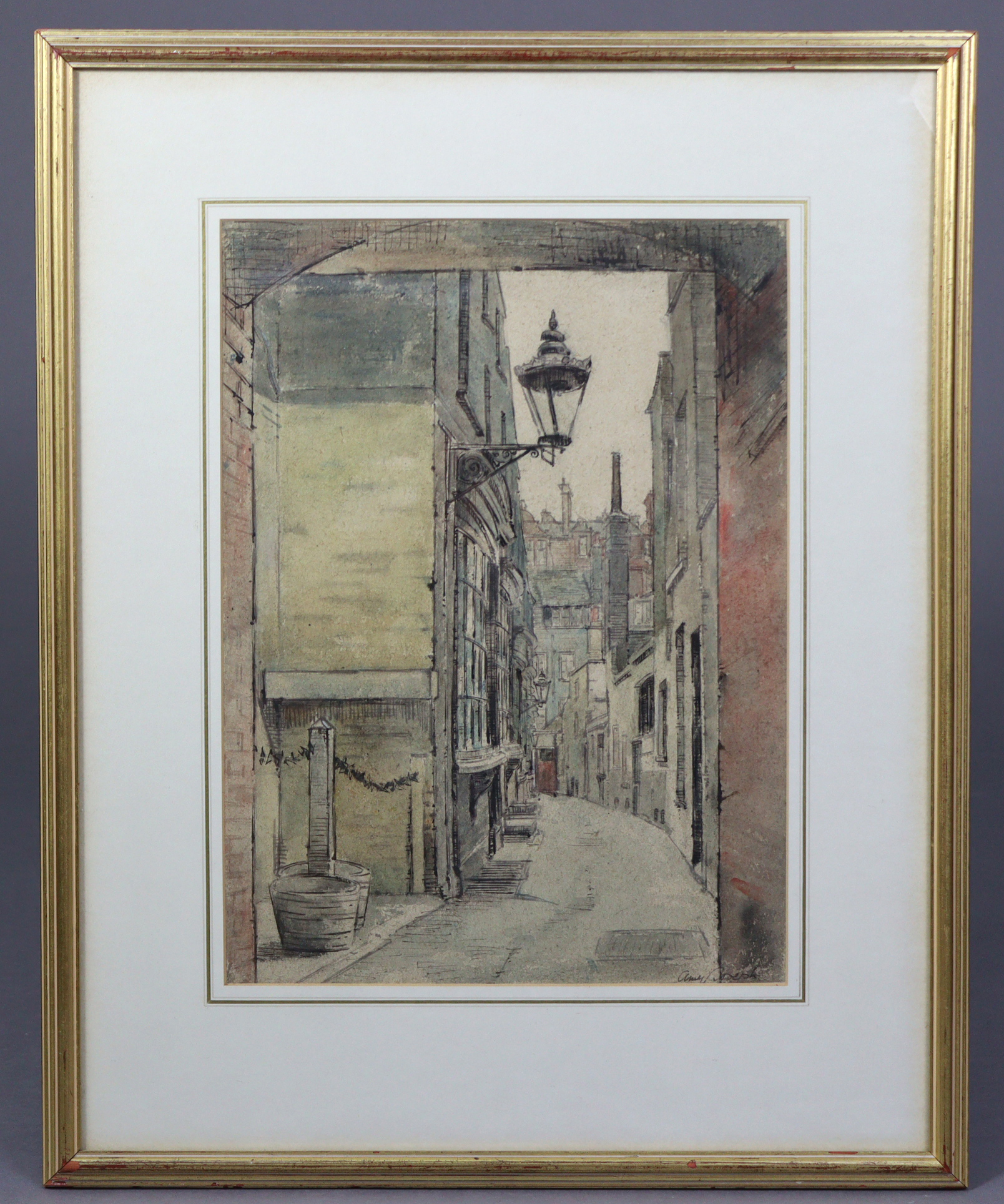 AMY JOSEPH (1876-1961). A street scene titled: “Goodwin Walk”. Signed lower right; ink & - Image 2 of 4