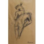 A charcoal figure study on paper, signed “Morrison”, 18½” x 11¼”.