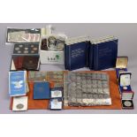 A collection of British coins including a folder of bronze pennies 1902-67 (including 1950 &