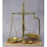 A vintage set of brass large counter-top scales by Parnall & Sons of Bristol, to weigh 2lbs, mounted
