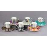 A set of six Damien Hirst & Science Ltd. anamorphic coffee cups & saucers.