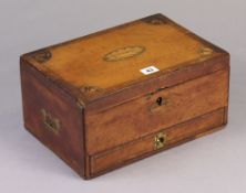A 19th century satinwood inlaid deed box with shell design to the hinged lift-lid & front, &