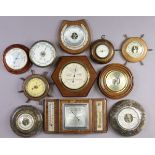 A collection of ten various aneroid wall barometers, part w.a.f.