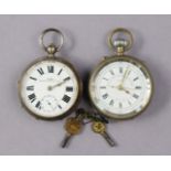 A George V silver-cased pocket watch the white enamelled dial signed A. Gold, London, Birmingham