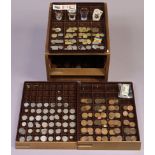 Various British & foreign cupro-nickel & copper/bronze coins, in a coin collectors’ chest.
