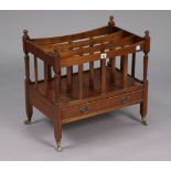 A reproduction mahogany three-division Canterbury fitted long drawer below, & on four short square