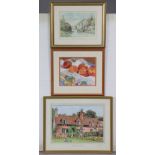 A watercolour painting titled “Cottages at Hyde Heath” signed A.G. Smith, 11¼”x15¾”, together with