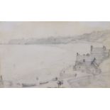 GEORGE WEATHERILL (1810-1890) A sketch titled “Whitby from Sandsend”; Pencil on paper, 5” x 8” (some