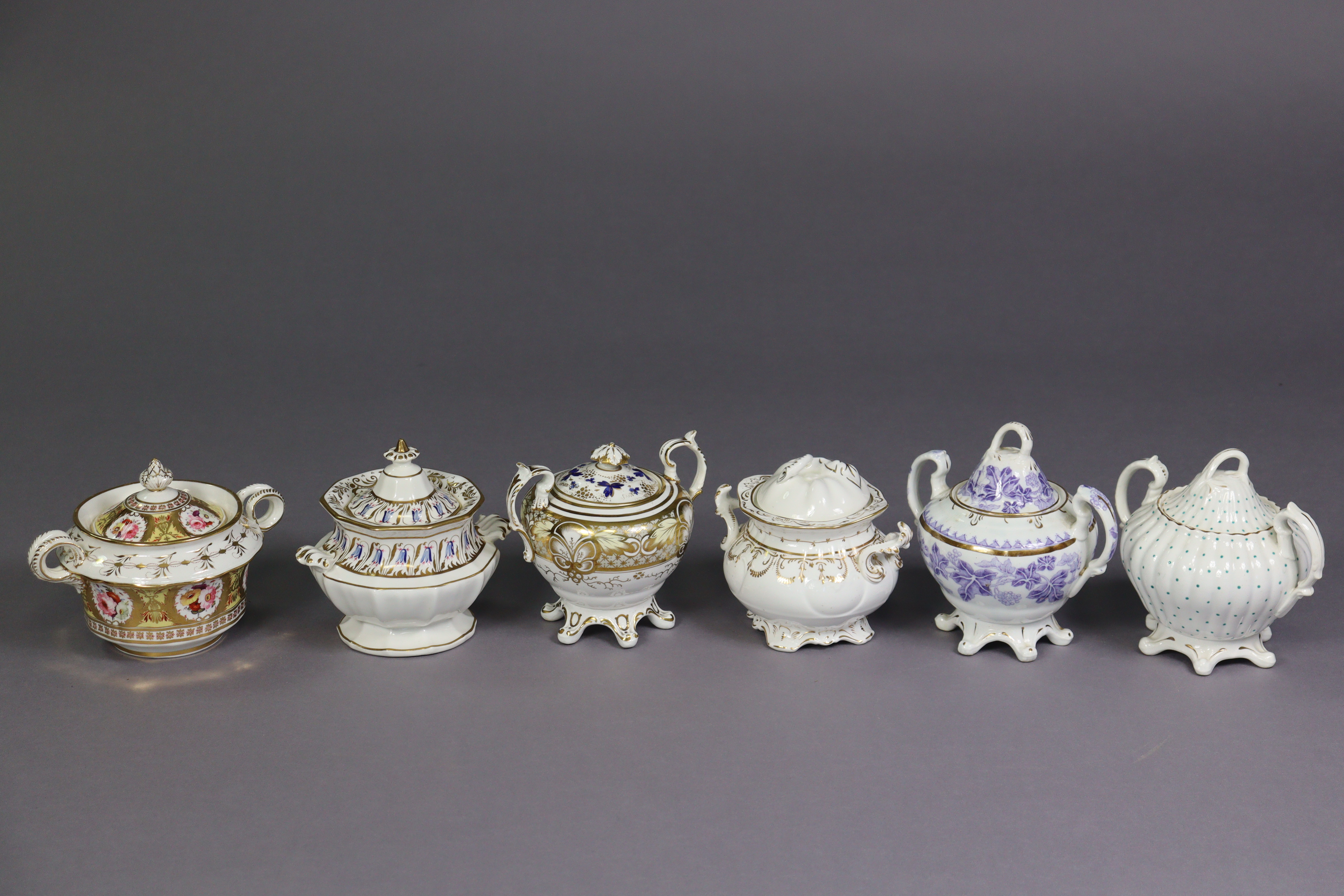 A collection of twelve various 19th century English porcelain sucrieres, 4½” to 7” high. - Image 3 of 3