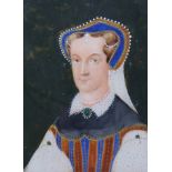 ENGLISH SCHOOL, 19th century. A pair of portrait miniatures of Queen Mary 1st after Holbein, and