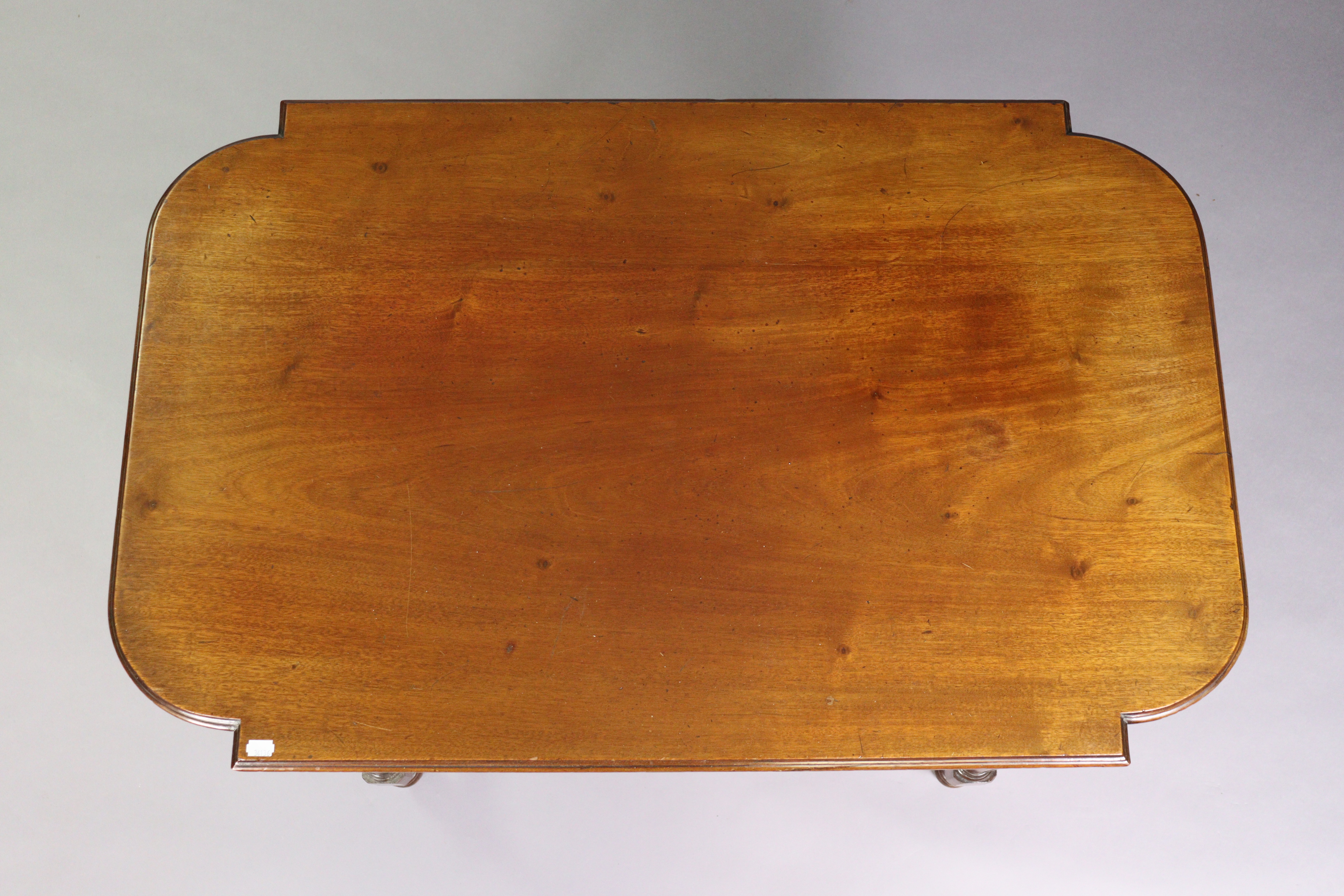 A late 19th century French mahogany centre table, the shaped rectangular top with rounded ends, - Image 3 of 3