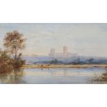 EDWARD TUCKER (c. 1825-1909) A view of Lincoln Cathedral from across the water, signed, Watercolour: