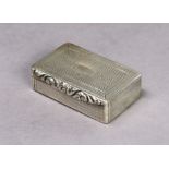 A George IV silver snuff box of rectangular form, with all-over engine-turned decoration, carved