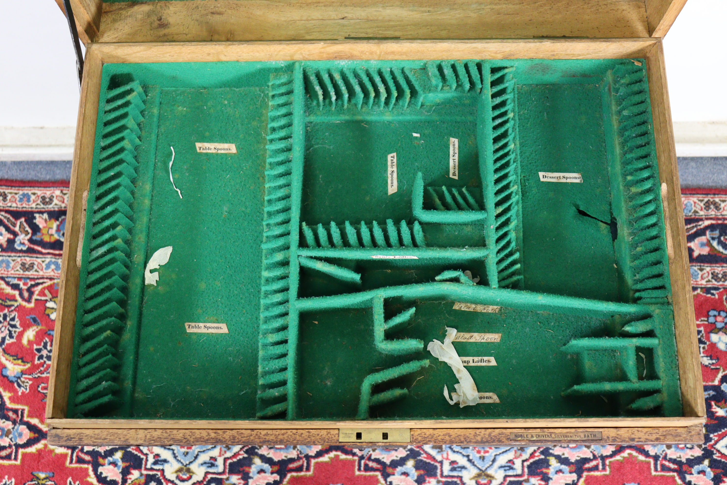 An early 19th century oak & iron-bound late chest )or silver chest), with engraved brass plaque “ - Image 6 of 10