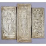 A set of three late 19th century Arundel Society ‘fictile ivory’ plaster casts of Roman ivory