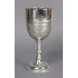 A George V silver trophy cup, the ovoid bowl with engraved presentation Carriage Driving Inscription