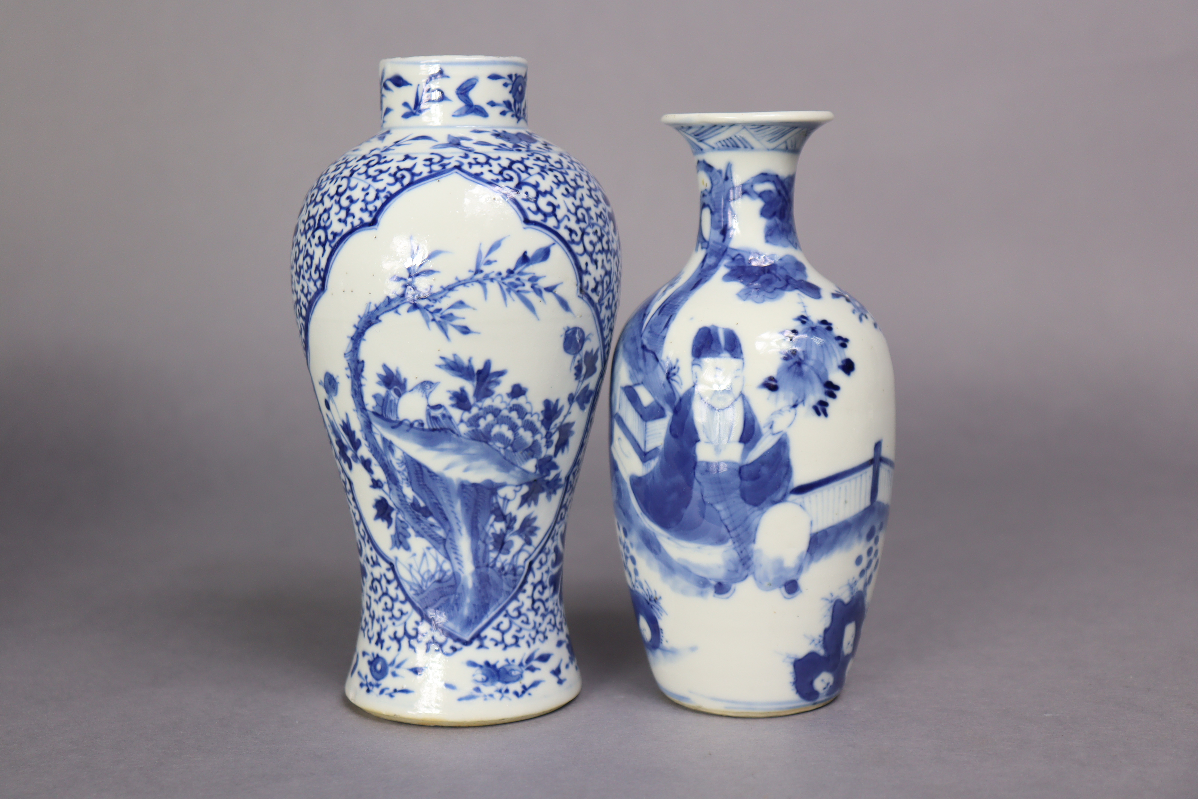 A 19th century Chinese blue & white porcelain bottle vase decorated with fishermen in a - Image 5 of 8