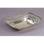A late Victorian silver rectangular shallow dish with side pierced raised border, 9¼” x 7½”;