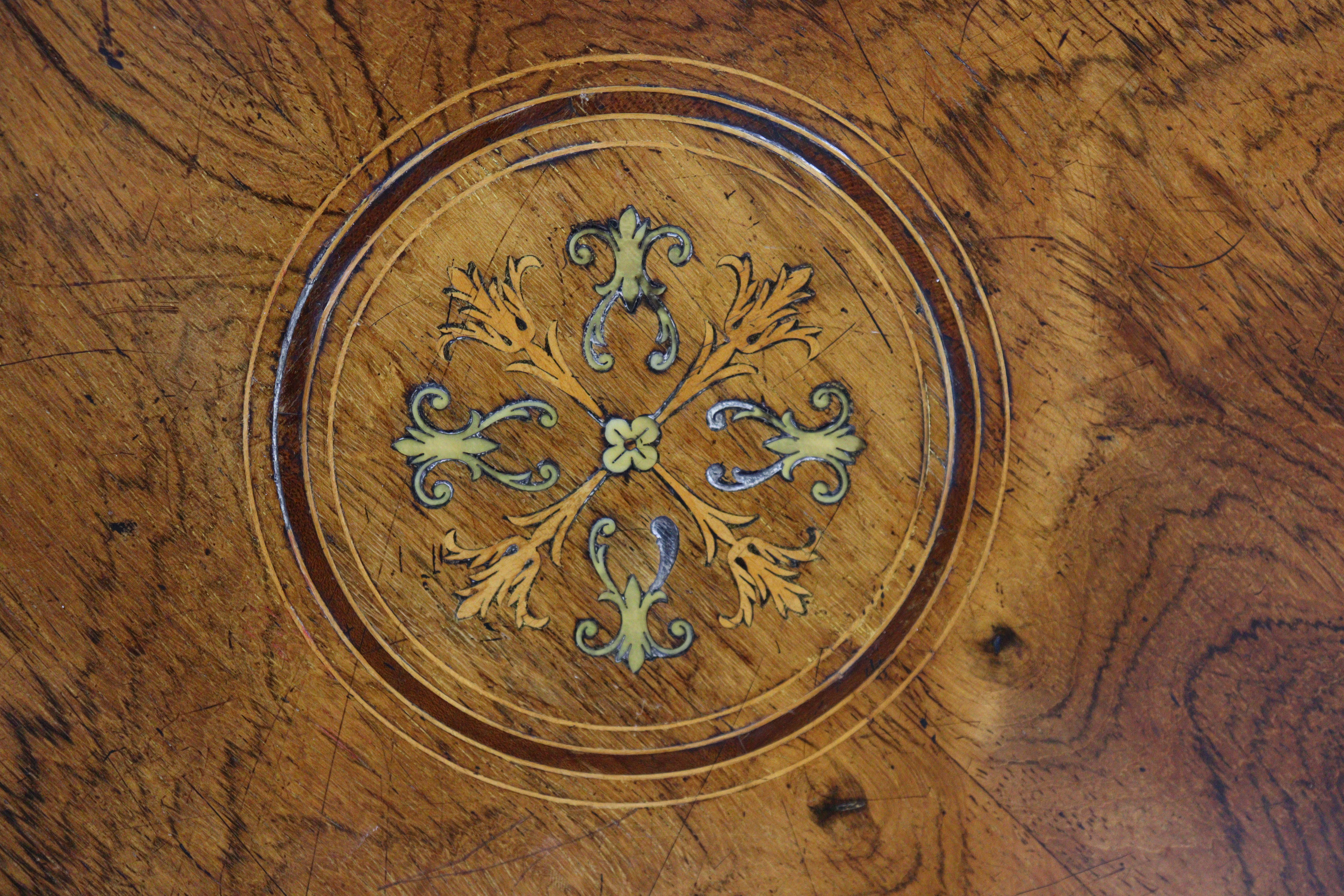 A late 19th/early 20th century rosewood octagonal centre table, the top with inlaid decoration & - Image 3 of 4