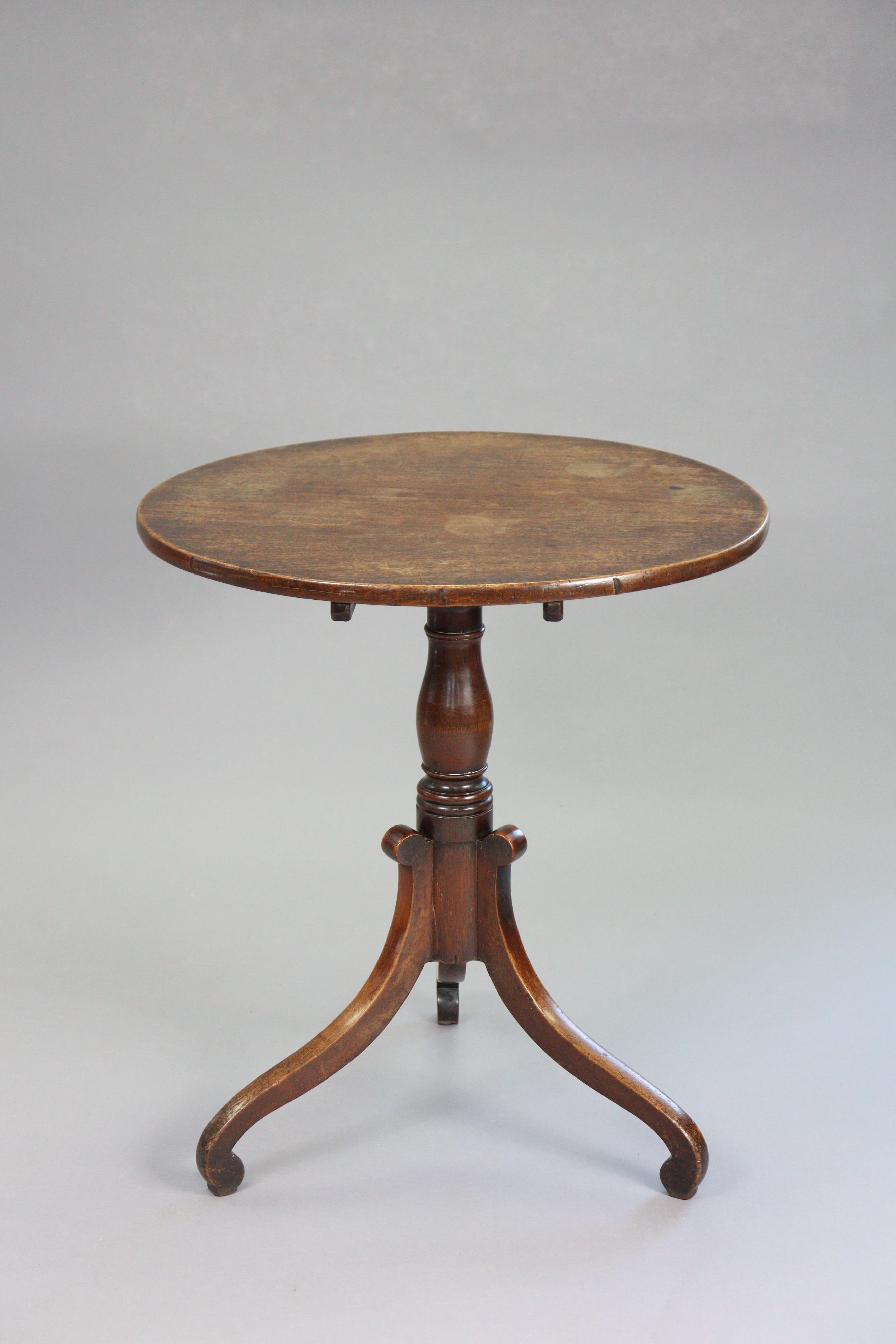 A George IV mahogany tripod table with circular tilt-top on a vase-turned centre column with three - Image 3 of 3