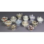 A collection of twelve various 19th century English porcelain sucrieres, 4½” to 7” high.
