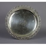 An Egyptian .900 standard salver with raised border & cast pierced palmette rim, 12¾” diam., date