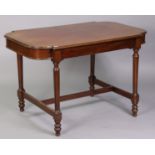 A late 19th century French mahogany centre table, the shaped rectangular top with rounded ends,